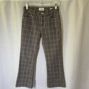 Frame Denim Women's Charcoal Plaid Flare Cropped Jeans